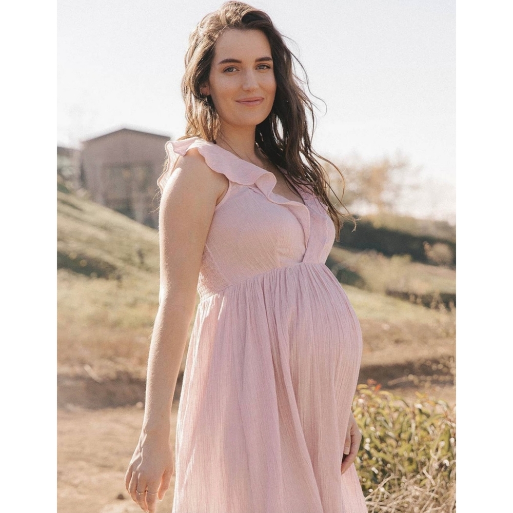 Hatch Blush Pink Ruffle-Strap Midi Dress